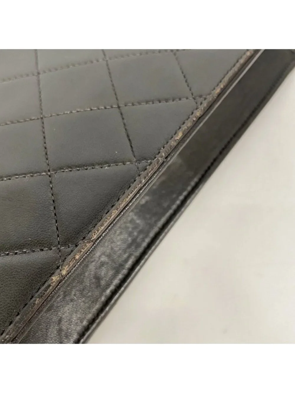 Chanel Shoulder Bag Quilted Lambskin Black Gold